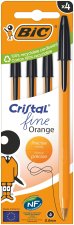 Długopis czarny Cristal Fine Orange BIC 0,8mm 4szt.