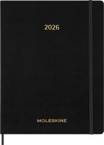 Moleskine 13 Monate Essential Wochenkalender, 1 Wo = 2 Seiten, vertikal, XXL, fester Einband, Schwarz