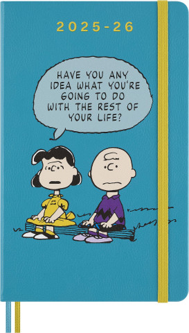 Moleskine 18 Monate Peanuts Charlie & Lucy Wochen Notizkalender 2025/2026, L/A5, 1 Wo = 1 Seite, fester Einband, Riffblau ()