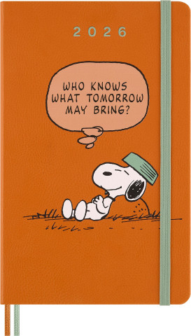 Moleskine 12 Monate Peanuts Snoopy Tomorrow Wochen Notizkalender 2026, L/A5, 1 Wo = 1 Seite, fester Einband, Kadmiumorange ()