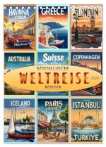 Weltreise - nostalgische Poster (Tischkalender 2026 DIN A5 hoch), CALVENDO Monatskalender