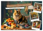 Klassische Katzenporträts - Katzen in opulenten Stillleben (Wandkalender 2026 DIN A2 quer), CALVENDO Monatskalender