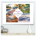 Die Natur in Aquarellbildern (hochwertiger Premium Wandkalender 2026 DIN A2 quer), Kunstdruck in Hochglanz