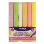 Strigo. Markery akrylowe trójkątne 6 kolorów. Końcówka Brush. Zestaw 3
