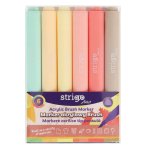 Strigo. Markery akrylowe trójkątne 6 kolorów. Końcówka Brush. Zestaw 5