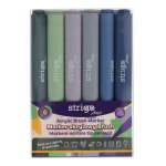 Strigo. Markery akrylowe trójkątne 6 kolorów. Końcówka Brush. Zestaw 8