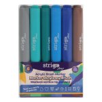 Strigo. Markery akrylowe trójkątne 6 kolorów. Końcówka Brush. Zestaw 9