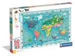 Puzzle 60 elementów. MAXI Super kolor.  Wildlife Map