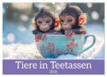 Tiere in Teetassen (Wandkalender 2026 DIN A2 quer), CALVENDO Monatskalender