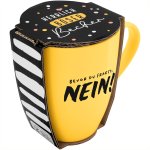Tasse mit Motivdruck 'Bevor du fragst. NEIN!', mit Banderole