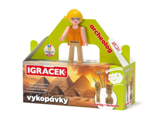 Igráček Archeoložka - figurka s egyptskými vykopávkami sarkofágu a sošky Nefertiti ()