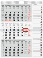 rido/idé 7033330006 | 3-Monatskalender 2026 | grau, 300×390 mm