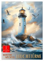 Maritime Wächter - Leuchttürme (Wandkalender 2026 DIN A2 hoch), CALVENDO Monatskalender