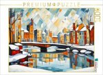 CALVENDO Puzzle Winterbrücke in der kubistischen Stadt | 1000 Teile Lege-Größe 64x48cm Foto-Puzzle für glückliche Stunden