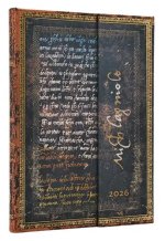2026 Michelangelo, Handwriting (Embellished Manuscripts Collection) Midi 12-month Verso Hardcover Flexi Dayplanner 2026 (Wrap Closure)