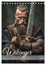 Wikinger - Fantasie Nordmänner mit Tattoo, Axt und Schwert (Tischkalender 2026 DIN A5 hoch), CALVENDO Monatskalender