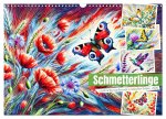 Schmetterlinge und ihre Blumenfreunde in lebhaften Farben (Wandkalender 2026 DIN A3 quer), CALVENDO Monatskalender