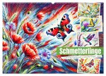 Schmetterlinge und ihre Blumenfreunde in lebhaften Farben (Wandkalender 2026 DIN A2 quer), CALVENDO Monatskalender