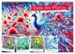Tanz der Pfauen - Jahreszeiten in abstrakter Eleganz (Wandkalender 2026 DIN A3 quer), CALVENDO Monatskalender