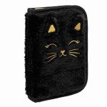 Piórnik pojedynczy jednoklapkowy z wyposażeniem Astrabag Fluffy Kitty Black AC11