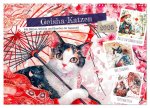 Geisha-Katzen - Mit Blüten, Schirm und Bambus im Japanstil (Wandkalender 2026 DIN A3 quer), CALVENDO Monatskalender