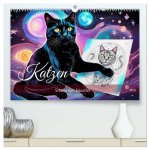 Katzen Schnurrige Künstler (hochwertiger Premium Wandkalender 2026 DIN A2 quer), Kunstdruck in Hochglanz