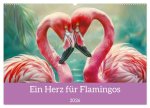 Ein Herz für Flamingos (Wandkalender 2026 DIN A2 quer), CALVENDO Monatskalender