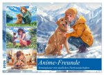 Anime-Freunde - Terminplaner mit niedlichen Tierfreundschaften (Wandkalender 2026 DIN A2 quer), CALVENDO Monatskalender