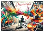 Drummer - Color Splash Rhythms: Trommelschläge und Farbexplosionen (Tischkalender 2026 DIN A5 quer), CALVENDO Monatskalender