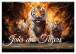 Jahr des Tigers - Porträts des chinesischen Tierkreiszeichens (Wandkalender 2026 DIN A2 quer), CALVENDO Monatskalender