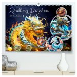 Quilling-Drachen - Jahr des Drachen (hochwertiger Premium Wandkalender 2026 DIN A2 quer), Kunstdruck in Hochglanz