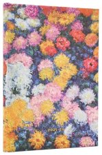 2026 Monet's Chrysanthemums Midi 18-month Horizontal Hardcover Flexi Dayplanner 2025-2026 (Elastic Band Closure)