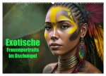 Exotische Frauenportraits im Dschungel (Wandkalender 2026 DIN A2 quer), CALVENDO Monatskalender