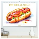 FAST FOOD AQUARELLE (hochwertiger Premium Wandkalender 2026 DIN A2 quer), Kunstdruck in Hochglanz