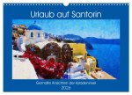 Urlaub auf Santorin - Gemalte Ansichten der Kykladeninsel (Wandkalender 2026 DIN A3 quer), CALVENDO Monatskalender