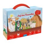 TRÖTSCH - Beschäftigungskoffer Mein bunter Koffer Auf dem Bauernhof | Koffer mit einem Spiel- und Malbuch, Stickerseiten und Minipostern | Ab 3 Jahren