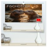 Fischotter - schlaue Jäger (hochwertiger Premium Wandkalender 2026 DIN A2 quer), Kunstdruck in Hochglanz