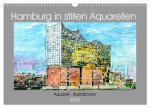 Hamburg in stillen Aquarellen (Wandkalender 2026 DIN A3 quer), CALVENDO Monatskalender