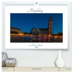 Magdeburg zur blauen Stunde (hochwertiger Premium Wandkalender 2026 DIN A2 quer), Kunstdruck in Hochglanz