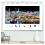 Singapur - Asiatische Metropole bei Nacht (hochwertiger Premium Wandkalender 2026 DIN A2 quer), Kunstdruck in Hochglanz