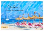 Mallorca - Impressionen in Aquarellfarben (Wandkalender 2026 DIN A2 quer), CALVENDO Monatskalender