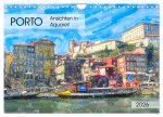 Porto - Ansichten in Aquarell (Wandkalender 2026 DIN A4 quer), CALVENDO Monatskalender