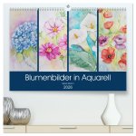 Blumenbilder in Aquarell (hochwertiger Premium Wandkalender 2026 DIN A2 quer), Kunstdruck in Hochglanz