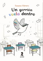 Un gorrión vuela dentro