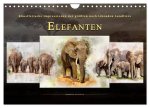 Elefanten - künstlerische Impressionen der größten noch lebenden Landtiere (Wandkalender 2026 DIN A4 quer), CALVENDO Monatskalender