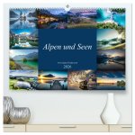 Alpen und Seen (hochwertiger Premium Wandkalender 2026 DIN A2 quer), Kunstdruck in Hochglanz