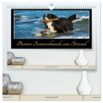 Berner Sennenhunde am Strand (hochwertiger Premium Wandkalender 2026 DIN A2 quer), Kunstdruck in Hochglanz