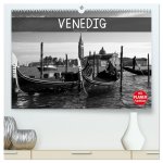 Venedig schwarz-weiß (hochwertiger Premium Wandkalender 2026 DIN A2 quer), Kunstdruck in Hochglanz