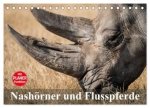 Nashörner und Flusspferde (Tischkalender 2026 DIN A5 quer), CALVENDO Monatskalender