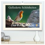 Gefiederte Schönheiten - Das Rotkehlchen (hochwertiger Premium Wandkalender 2026 DIN A2 quer), Kunstdruck in Hochglanz